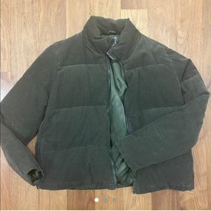 Macy Brandy Melville green corduroy puffer jacket